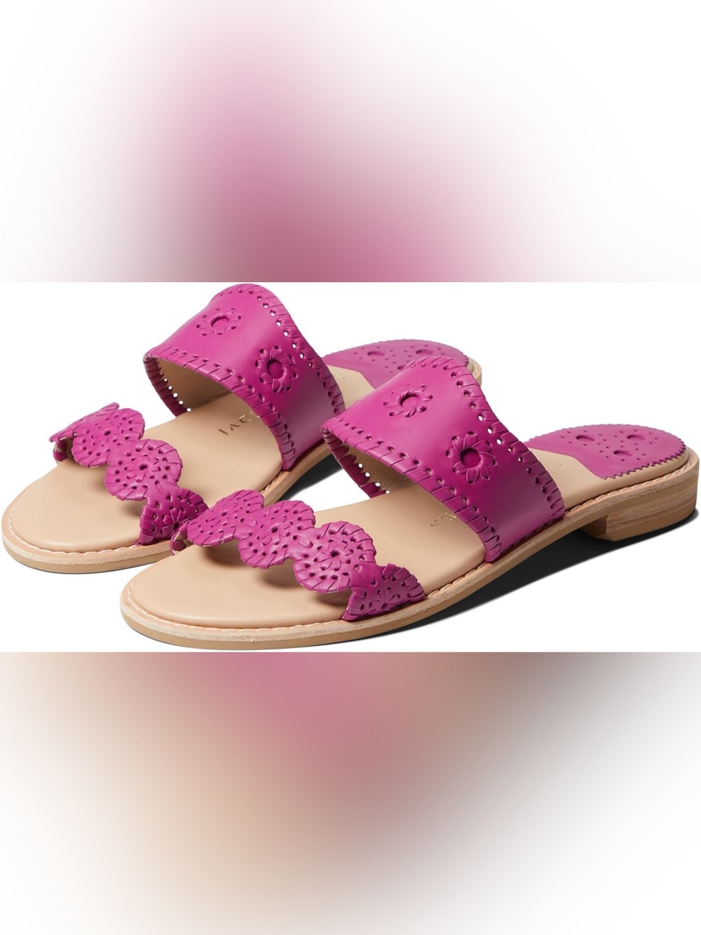Jack Rogers Caroline Women's Pink Leather Slide Sandals